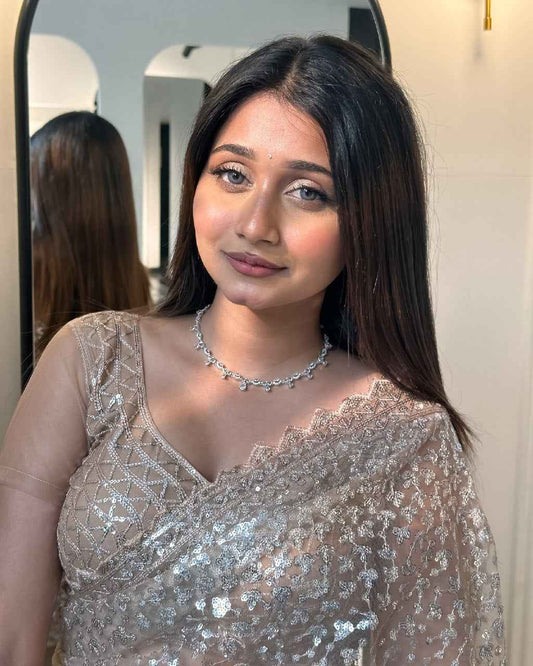 ASN-82 Butterfly Net Saree – Heavy Sequin Embroidery with Silk Inner & Dual-Side Work Blouse House of ShiVisha™