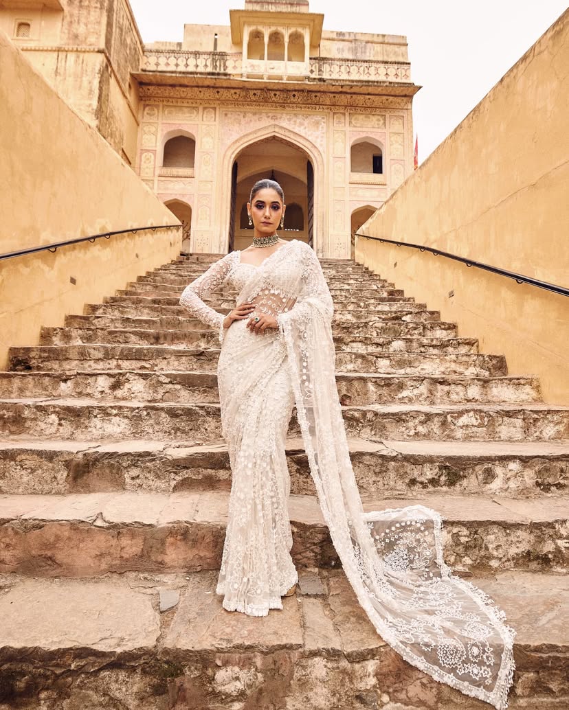 Bollywood Blockbuster Designer Saree – Heavy Butterfly Net with 5MM Sequins Embroidery | House of ShiVisha™ | Code: DF 3438 -