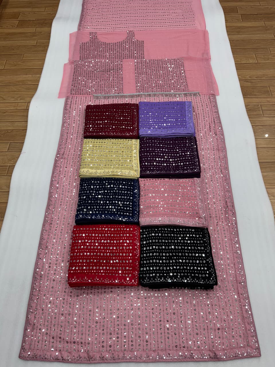 Bollywood Blockbuster Special Edition Saree – Faux Georgette with Heavy 5MM Sequins & Multy Embroidery | House of ShiVisha™ |