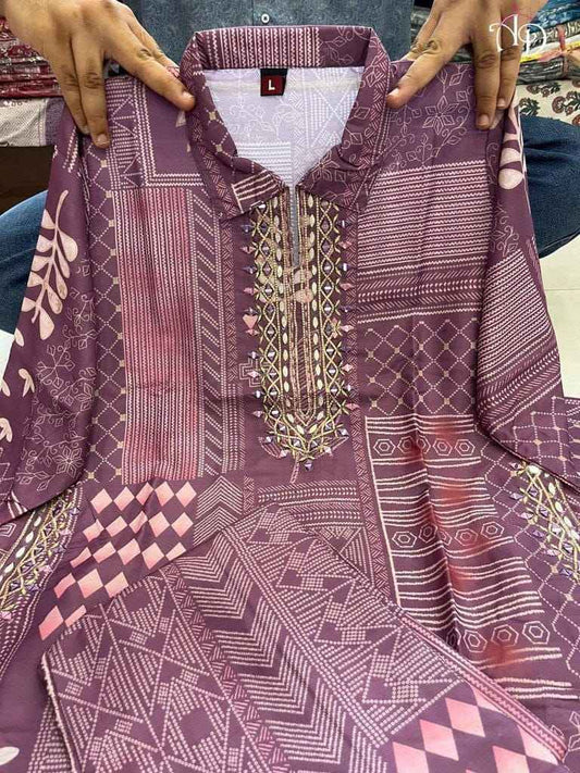 Heavy Muslin Afghani Co-ord Set – Original Mirror Work with Zari Weaving | House of ShiVisha™akshar