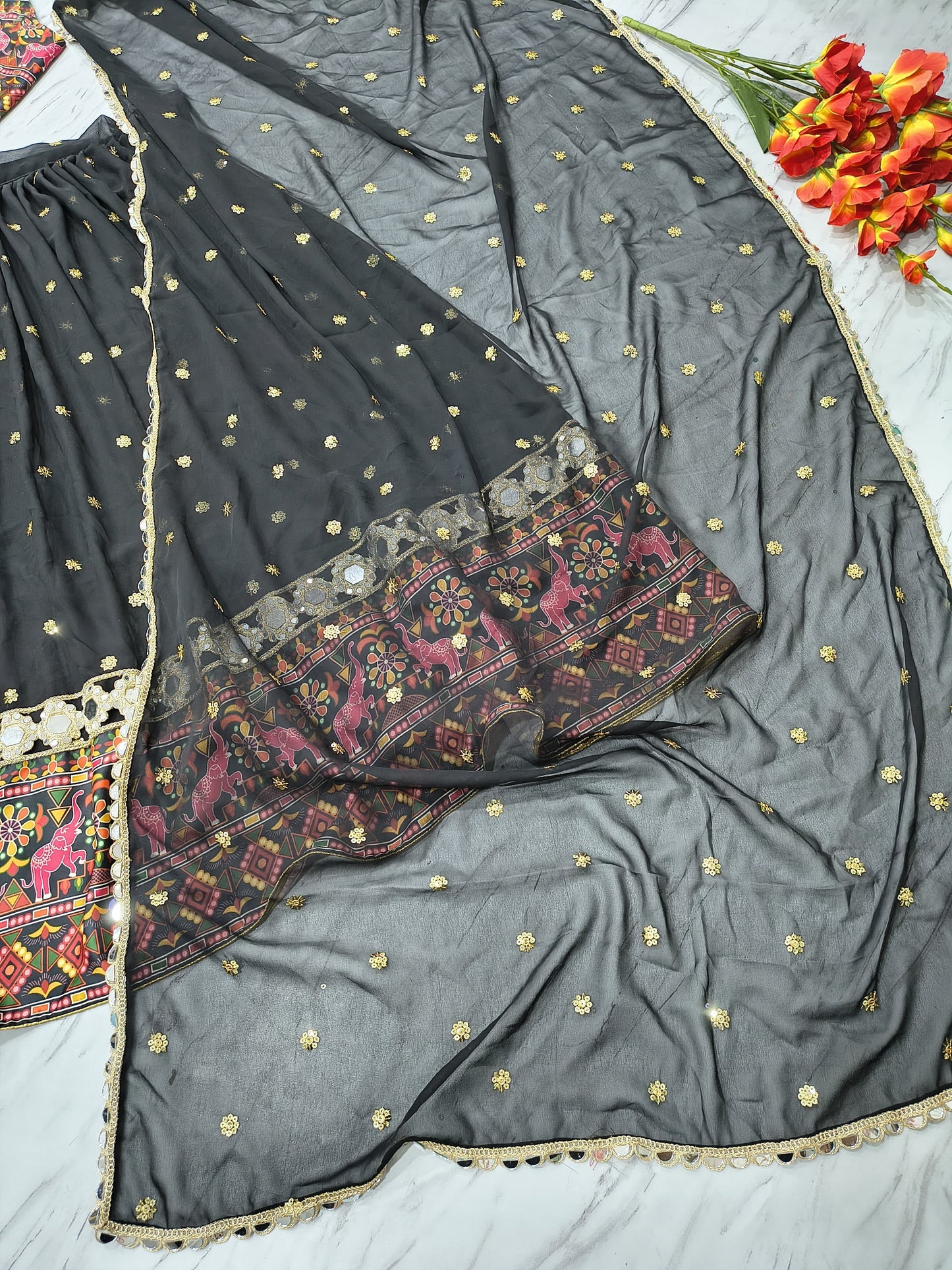 Navratri Premium Georgette Embellished With Beautiful Heavy Sequins