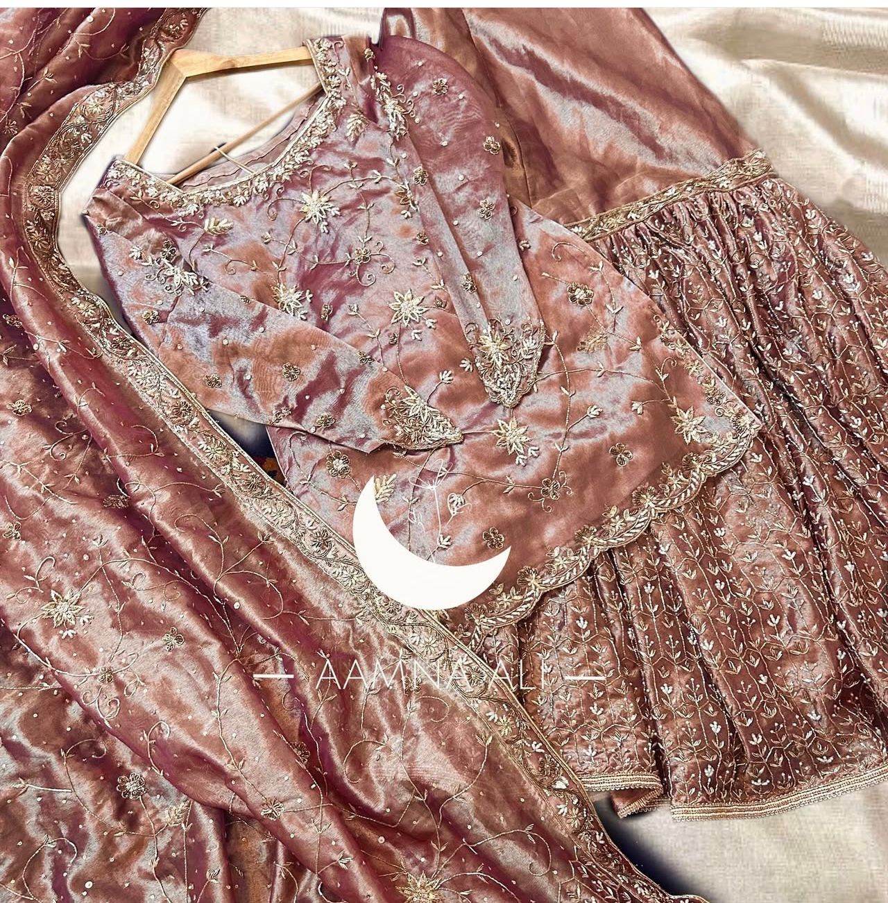 Zimmy-Chu Silk Top-Sarara and Dupatta Set Fully Stitched Ready To Wear