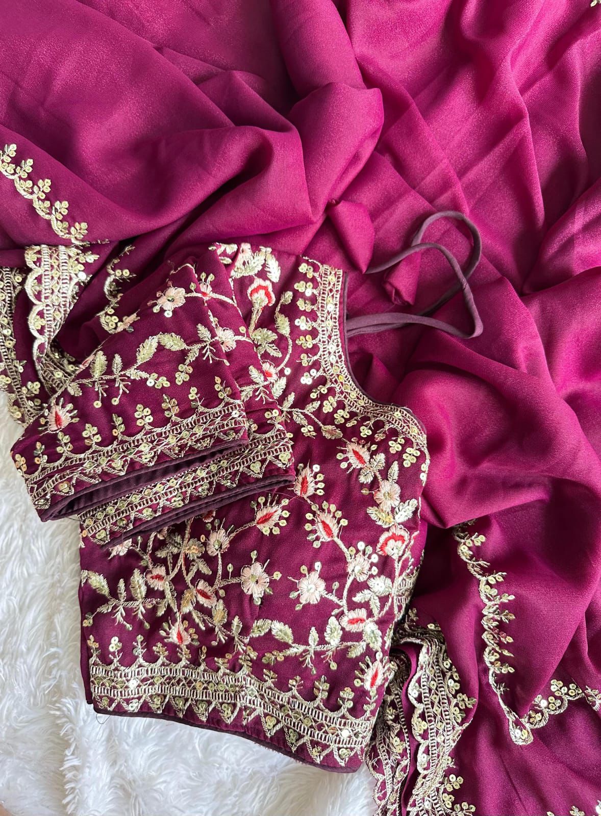 DESIGNER HEAVY PARTY WEAR EMBRODERY WORK SAREE ๐จ