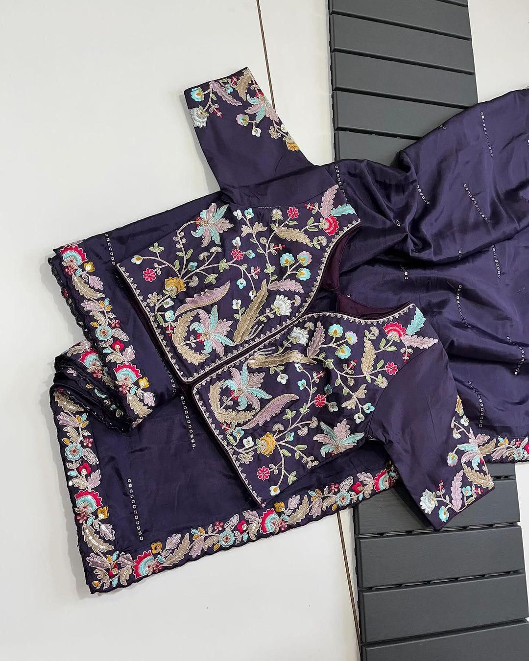 DESIGNER HEAVY EMBRODERY WORK WITH FULLY STICH BLOUSE SAREE π¨