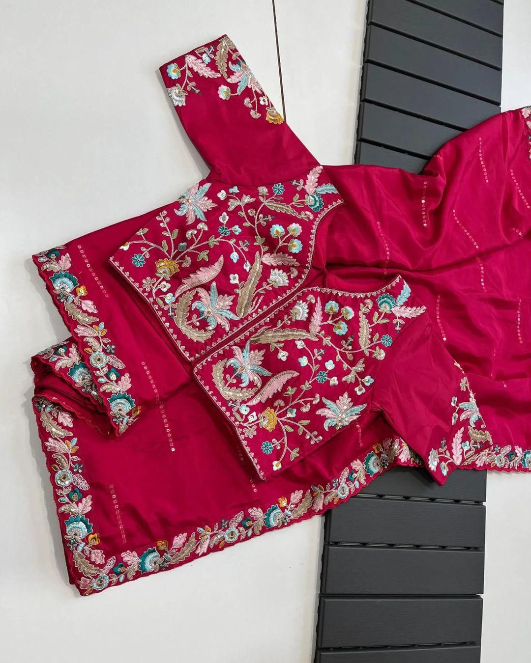 DESIGNER HEAVY EMBRODERY WORK WITH FULLY STICH BLOUSE SAREE π¨