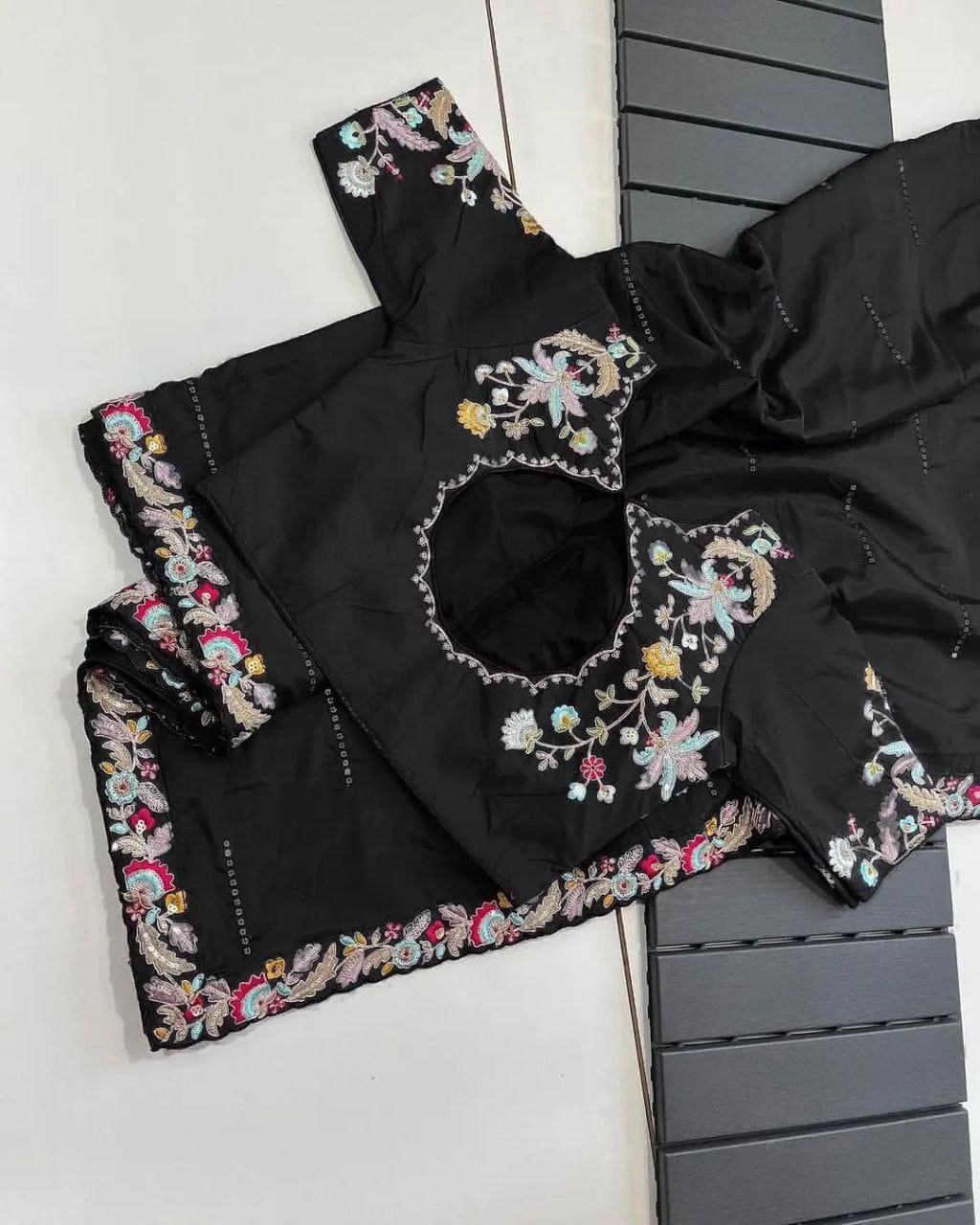 DESIGNER HEAVY EMBRODERY WORK WITH FULLY STICH BLOUSE SAREE π¨