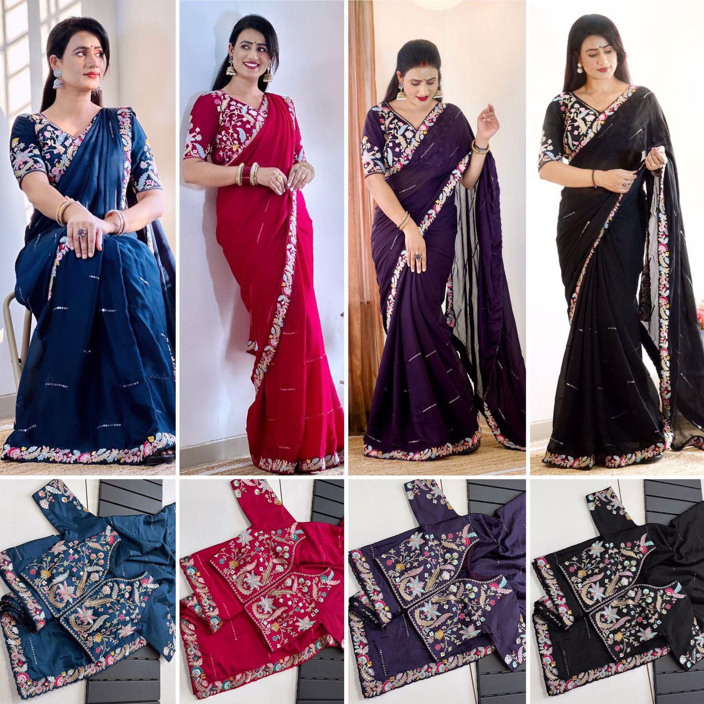 DESIGNER HEAVY EMBRODERY WORK WITH FULLY STICH BLOUSE SAREE π¨