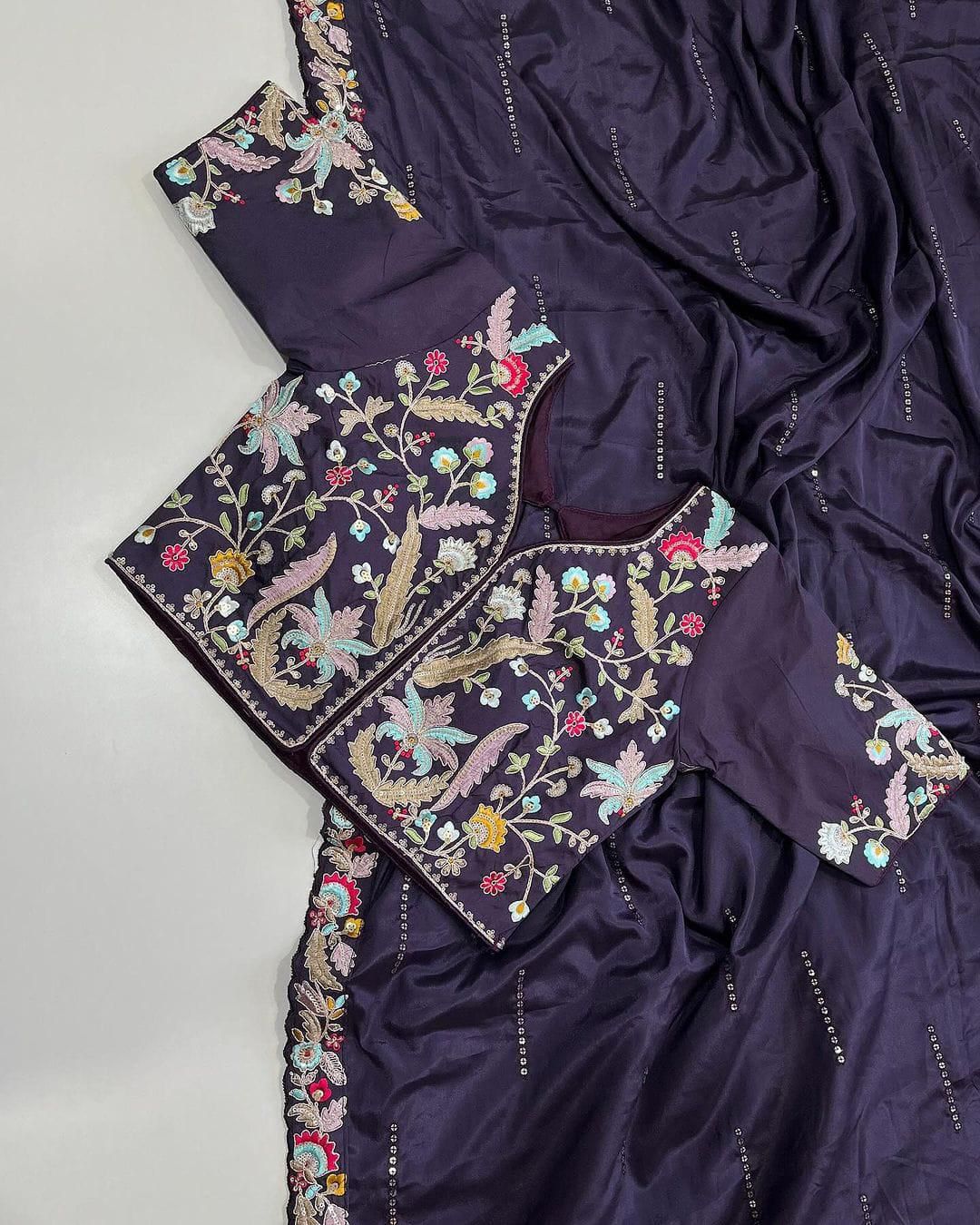 DESIGNER HEAVY EMBRODERY WORK WITH FULLY STICH BLOUSE SAREE π¨