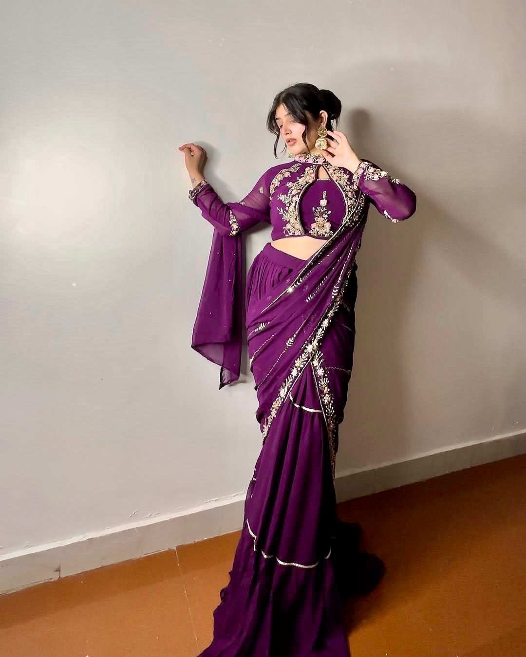 WEDDING SEASON SPECIAL FANCY PARTY WEAR FAUX GEORGETTE LEHENGA SAREE WITH HEAVY WORK BLOUSE AND