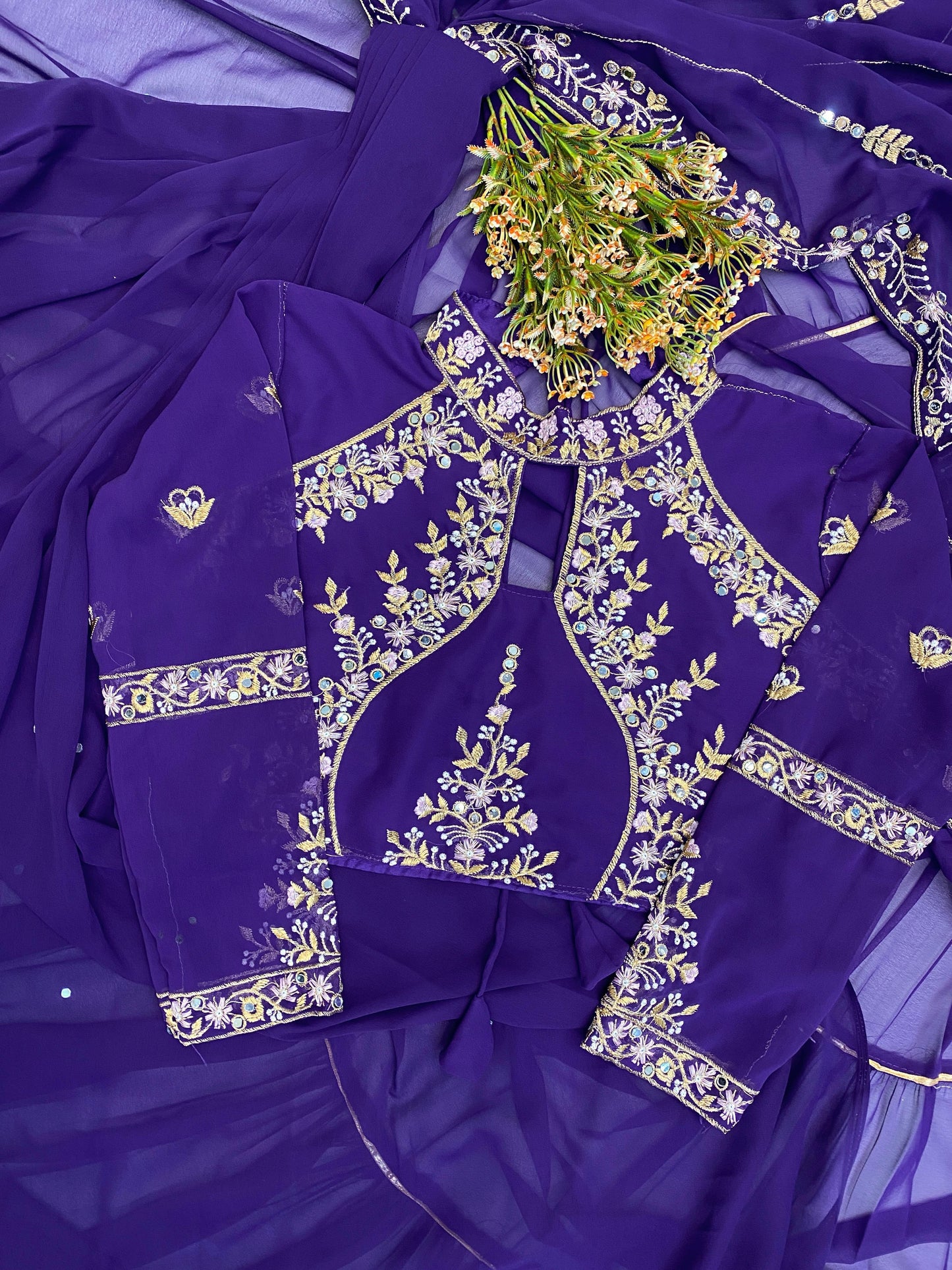 WEDDING SEASON SPECIAL FANCY PARTY WEAR FAUX GEORGETTE LEHENGA SAREE WITH HEAVY WORK BLOUSE AND