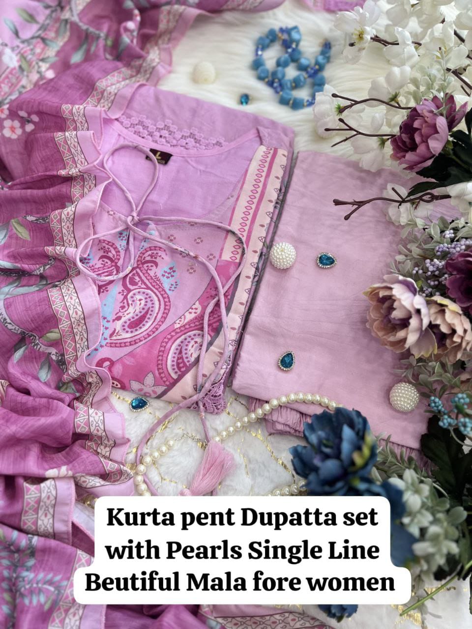 Lilac Muslin Pakistani Suit with digital prints