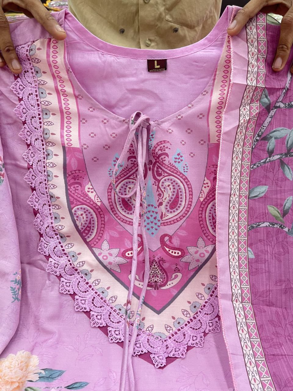Lilac Muslin Pakistani Suit with digital prints
