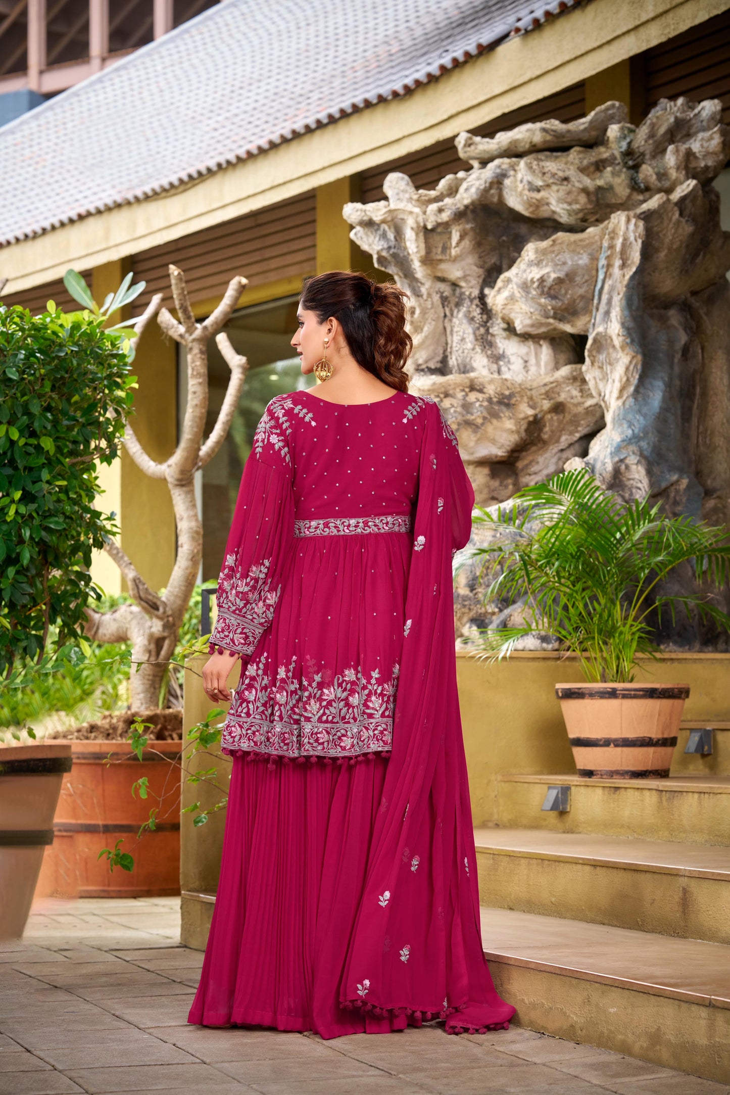 REAL MODELING OF EMBROIDERED PLAZZO PAIR FROM LOOMEERA