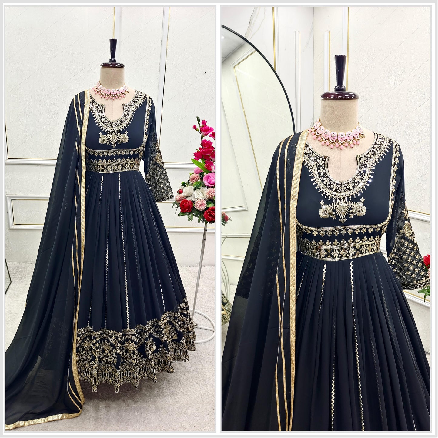 New Design Fox Georgette *(Gown & Pant& dupatta) Reddy To Party Wear