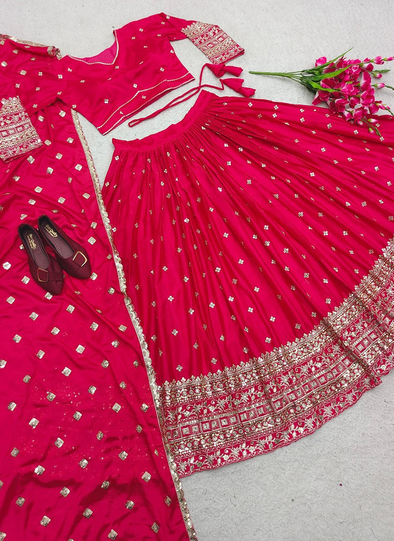 Embroidered Semi Stitched Lehenga Choli &Dupatta Set