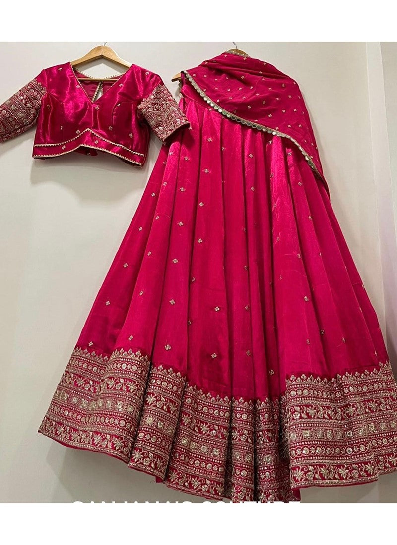 Embroidered Semi Stitched Lehenga Choli &Dupatta Set