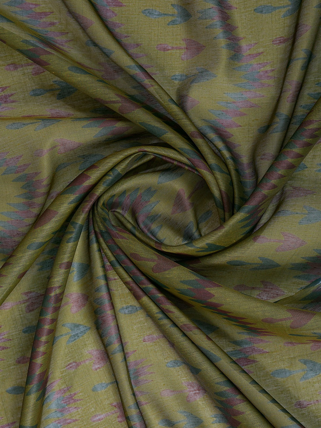 Brown & Blue Ikat Printed Chanderi Saree