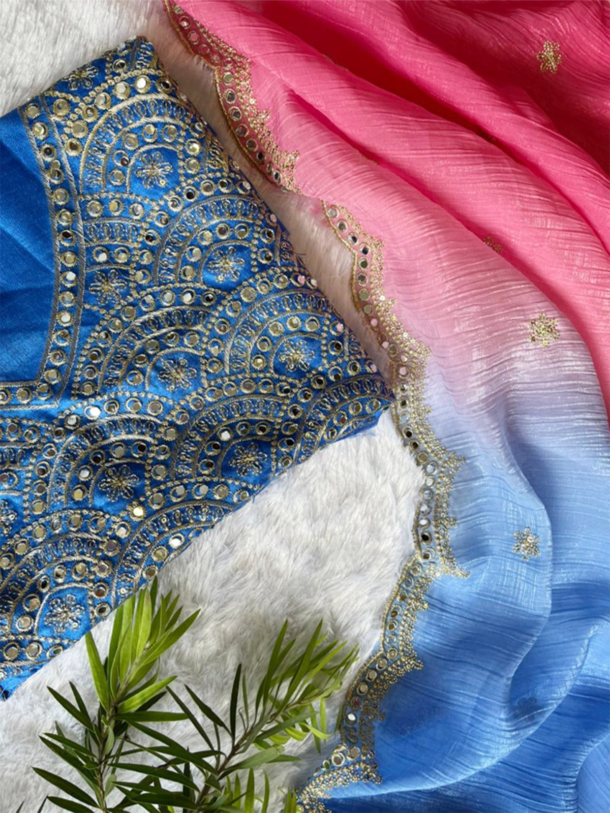 New Trendy Sequence And Mirror Work saree with Multiple colours