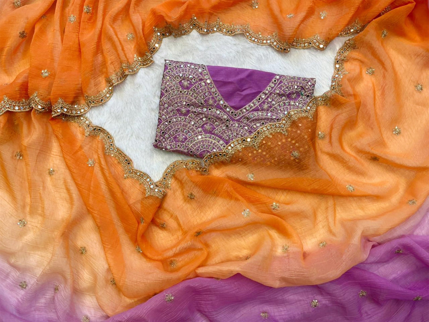 New Trendy Sequence And Mirror Work saree with Multiple colours