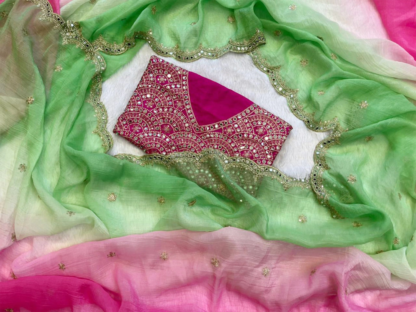 New Trendy Sequence And Mirror Work saree with Multiple colours