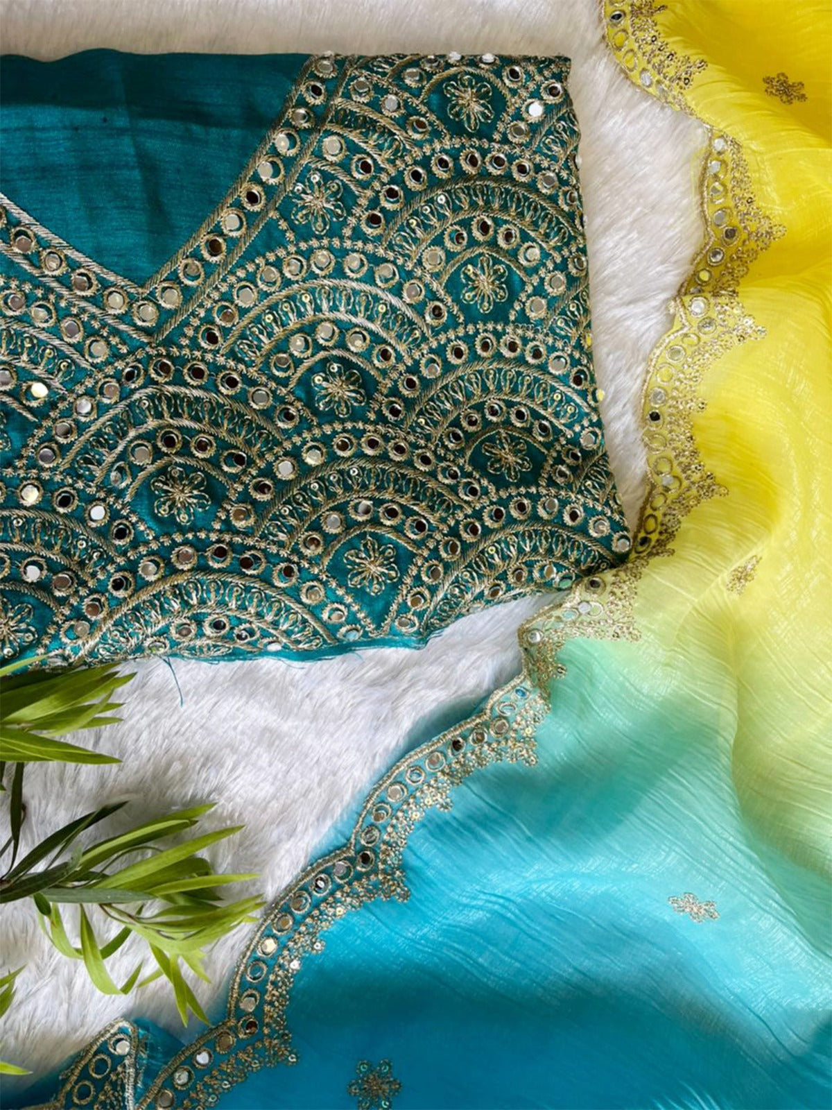 New Trendy Sequence And Mirror Work saree with Multiple colours