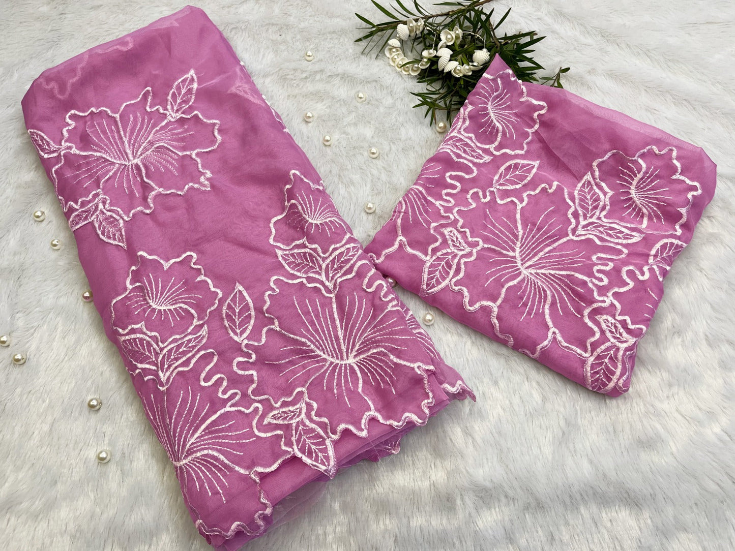 New Beautiful Sequenced Floral Thread Work saree with Multiple colours Saree
