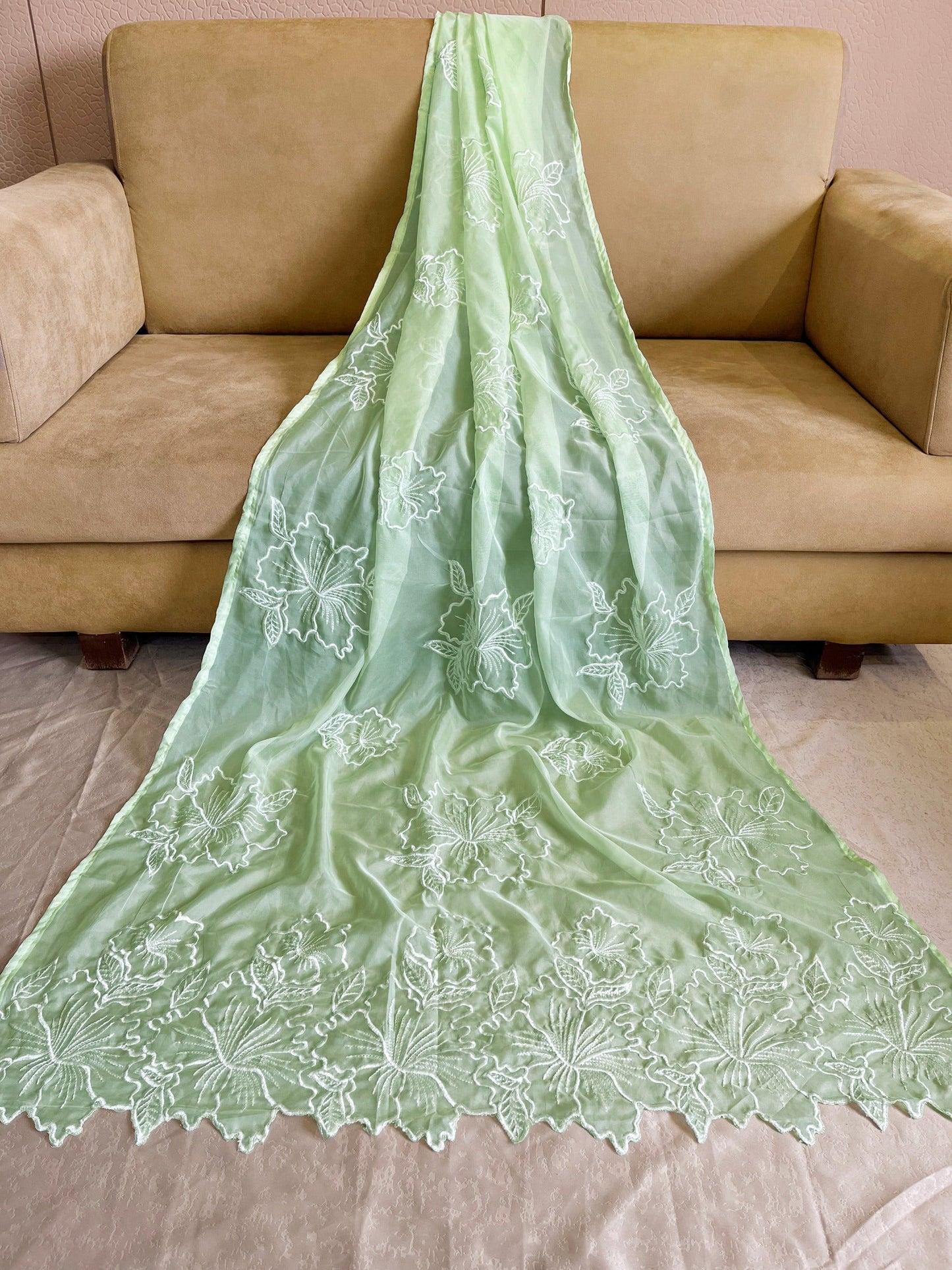 New Beautiful Sequenced Floral Thread Work saree with Multiple colours Saree