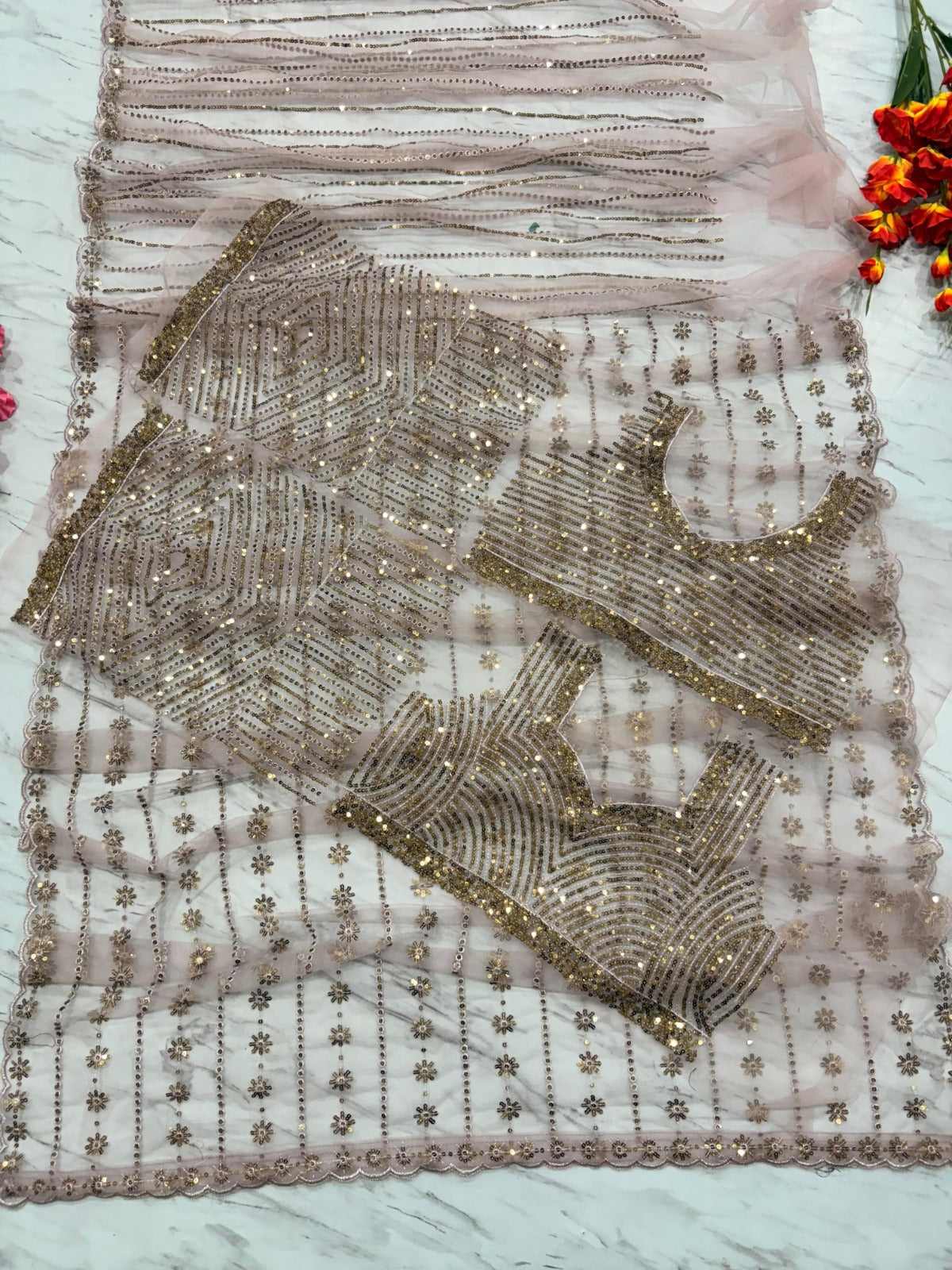 Premium Butterfly Net Embellished With Beautiful Sequins Work Saree
