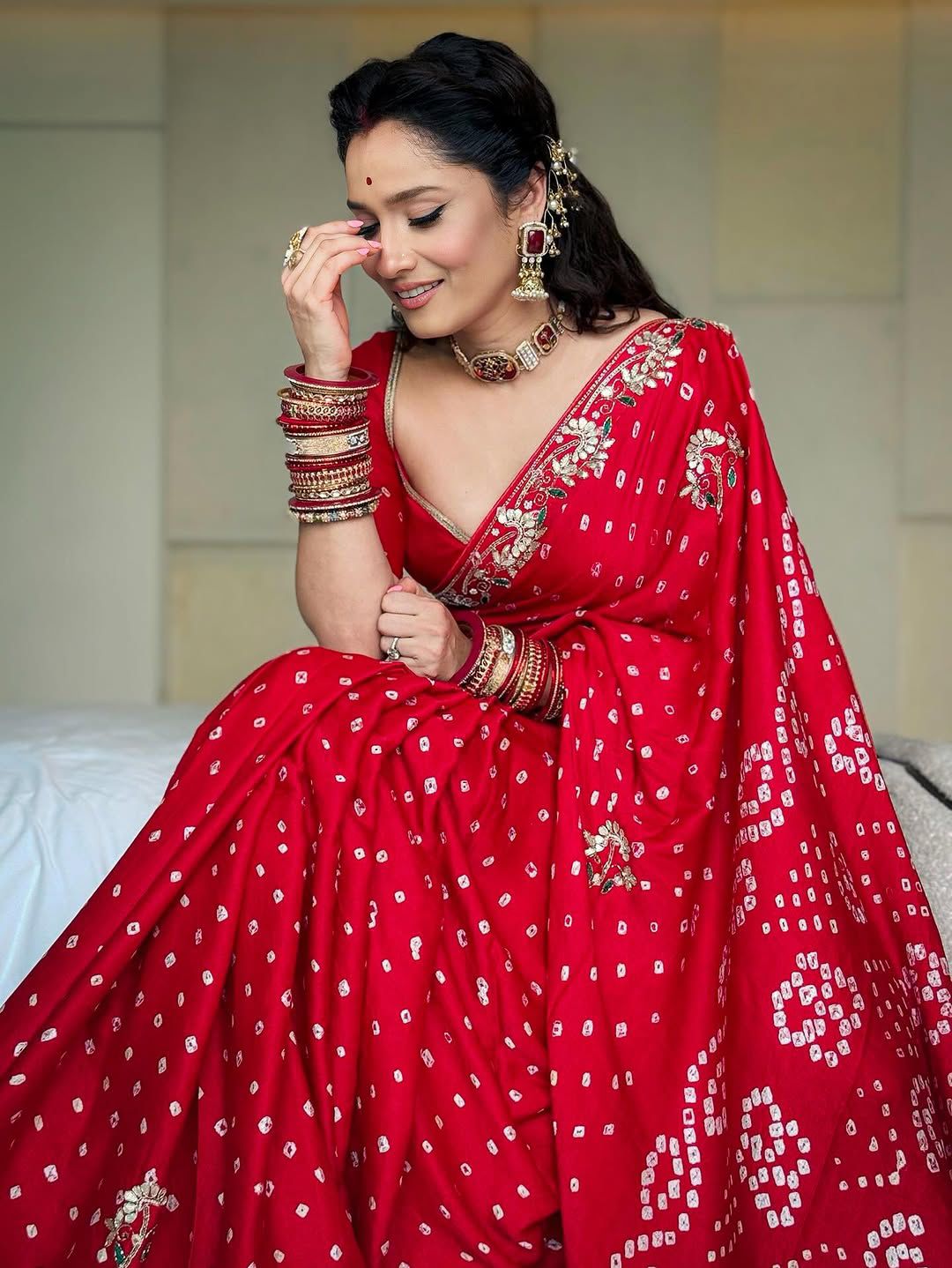 Gaji Silk Original Bandhani With Gota Pati Hand Work Saree ❤