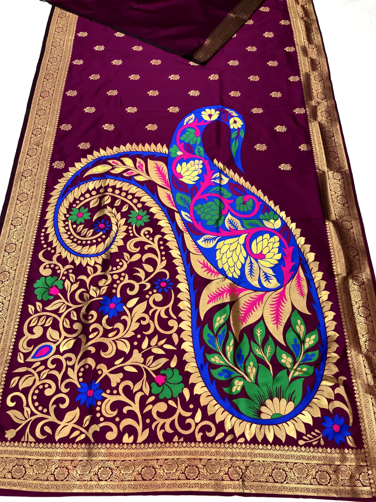 SOFT BANARASI LICHI SILK ATTRACTIVE COLOR COMBINATION WITH ROSE GOLD JARI SUPER BORDER SAREE