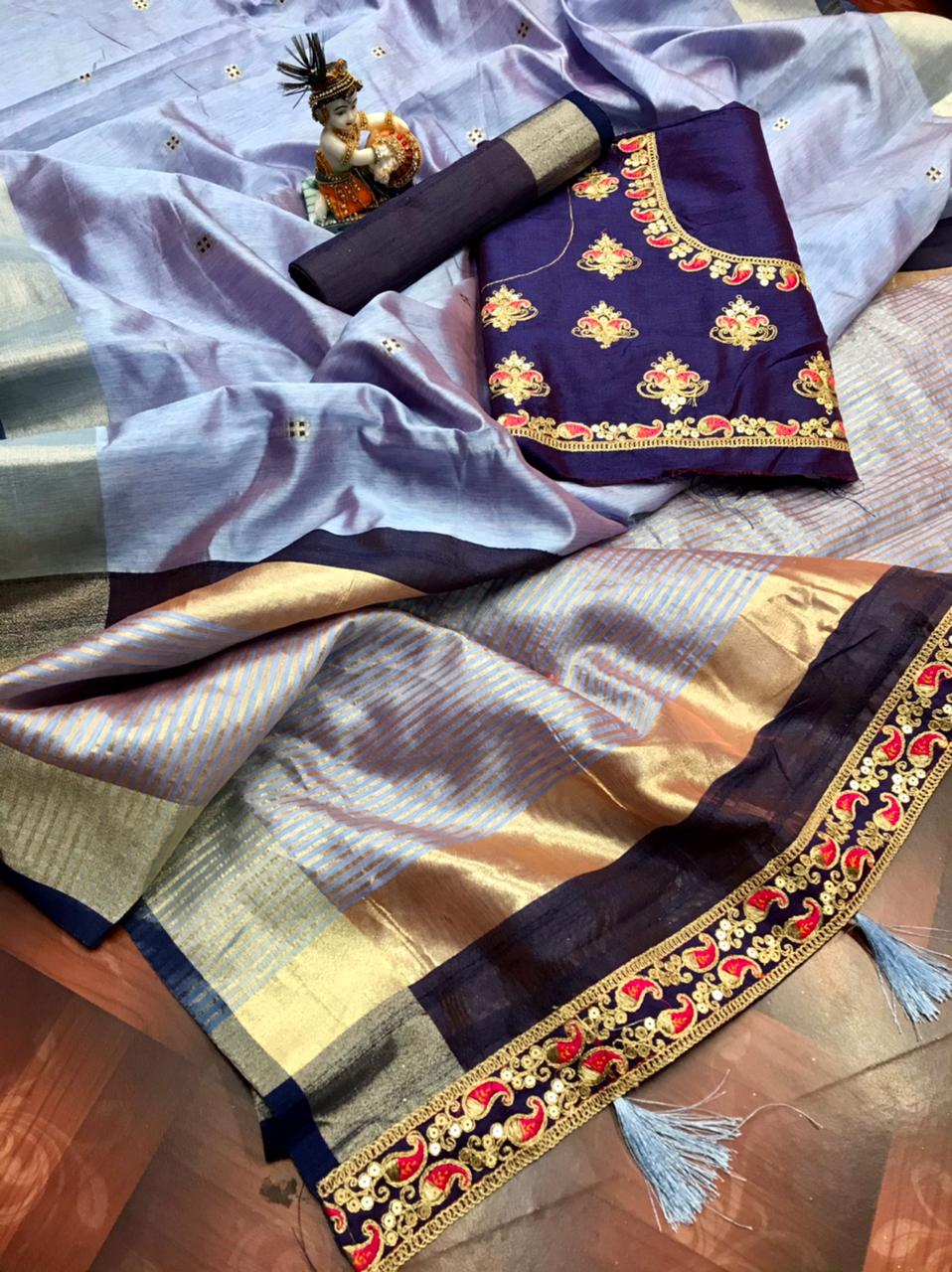 Banarasi soft cotton silk, Jequard Butti Saree