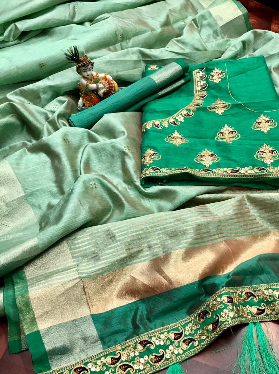 Banarasi soft cotton silk, Jequard Butti Saree