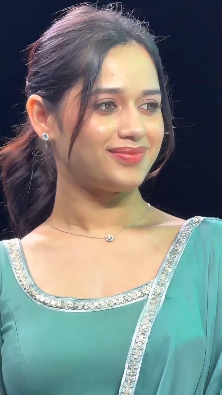 Jannat Zubair Inspired Cham Cham Sequin Anarkali Set – Soft Faux Georgette (Code: 1205 Teal)
