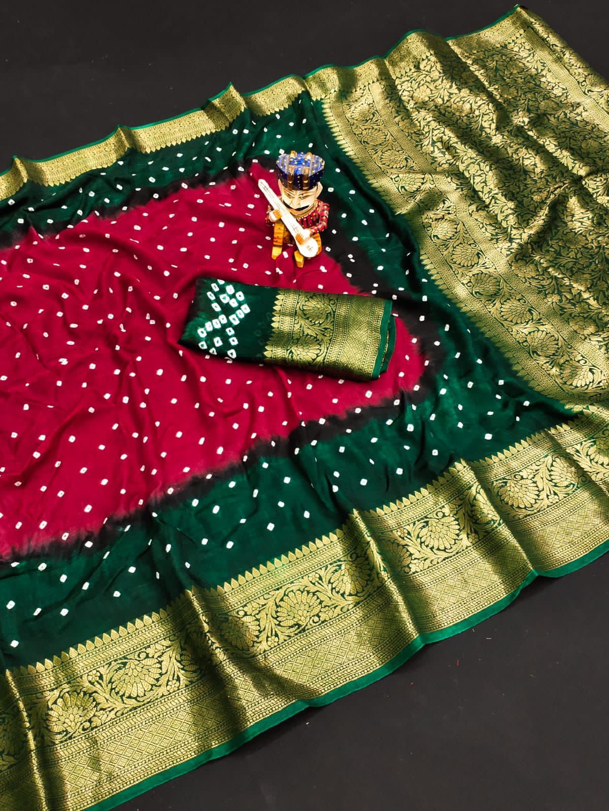 New Kanjivaram Bandhani Saree – Sugandha Collection (Cotton Silk with Hand Bandhej)