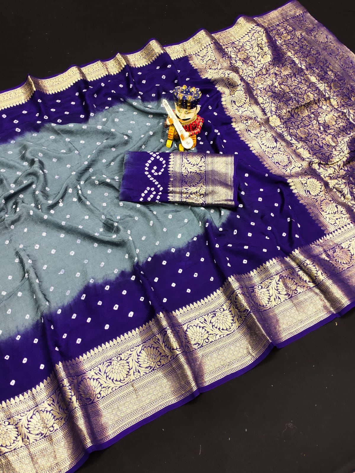 New Kanjivaram Bandhani Saree – Sugandha Collection (Cotton Silk with Hand Bandhej)