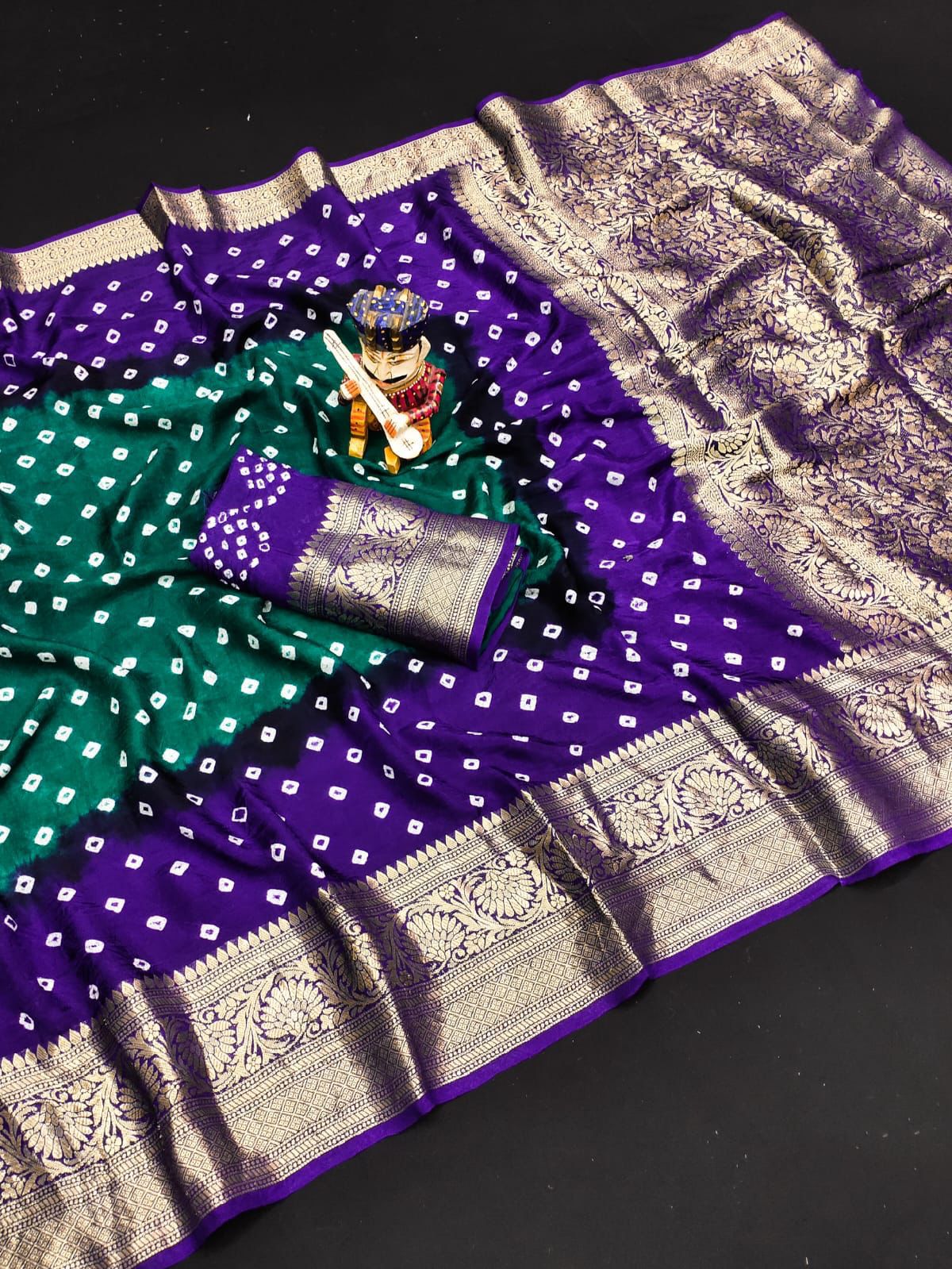 New Kanjivaram Bandhani Saree – Sugandha Collection (Cotton Silk with Hand Bandhej)