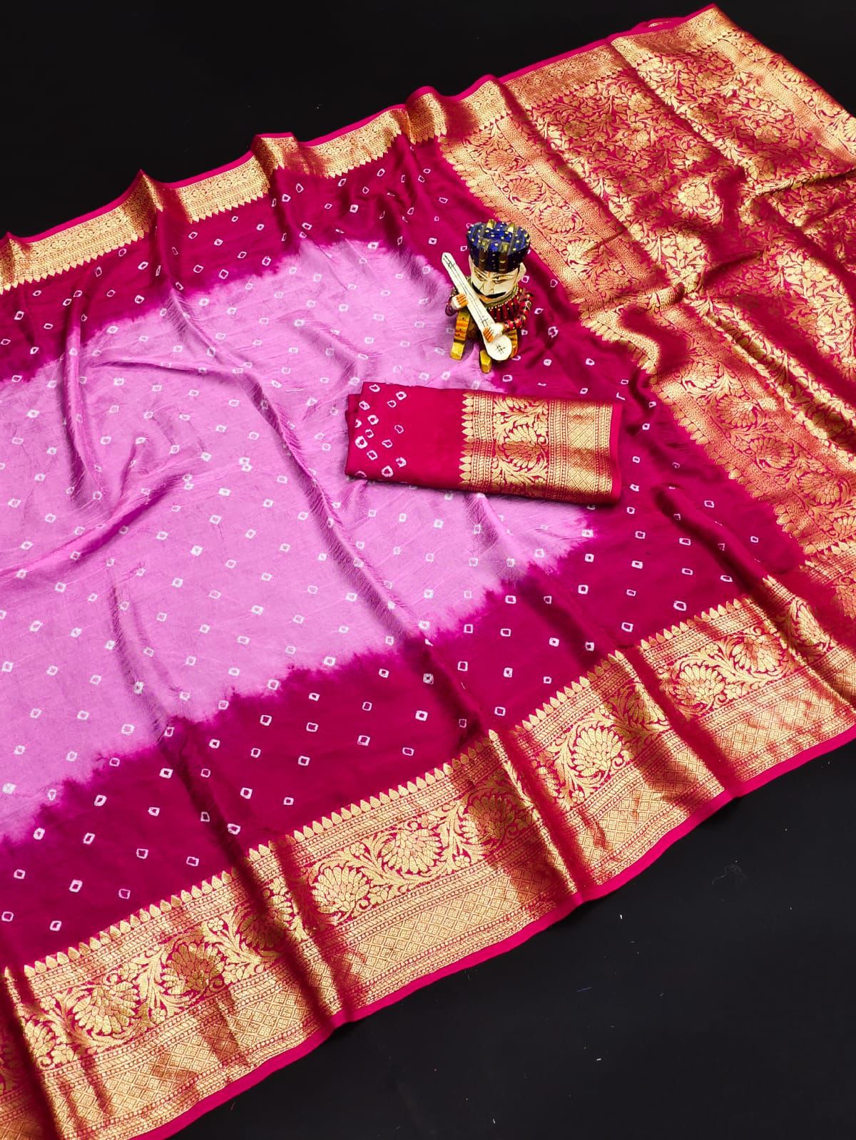 New Kanjivaram Bandhani Saree – Sugandha Collection (Cotton Silk with Hand Bandhej)