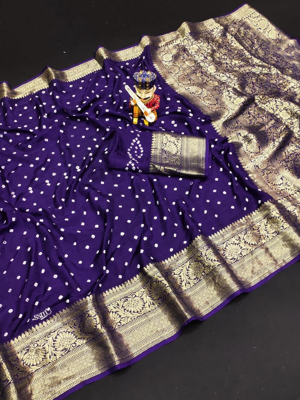 New Kanjivaram Bandhani Saree – Sugandha Collection (Cotton Silk with Hand Bandhej)