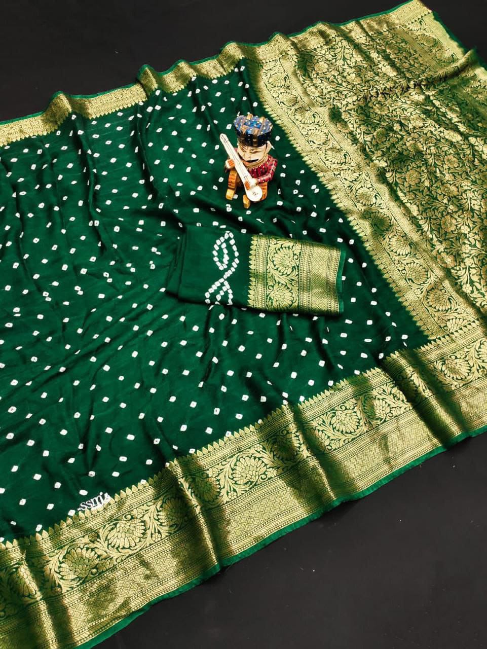New Kanjivaram Bandhani Saree – Sugandha Collection (Cotton Silk with Hand Bandhej)