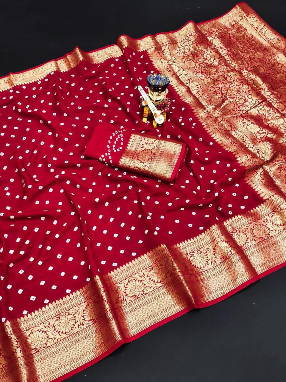 New Kanjivaram Bandhani Saree – Sugandha Collection (Cotton Silk with Hand Bandhej)