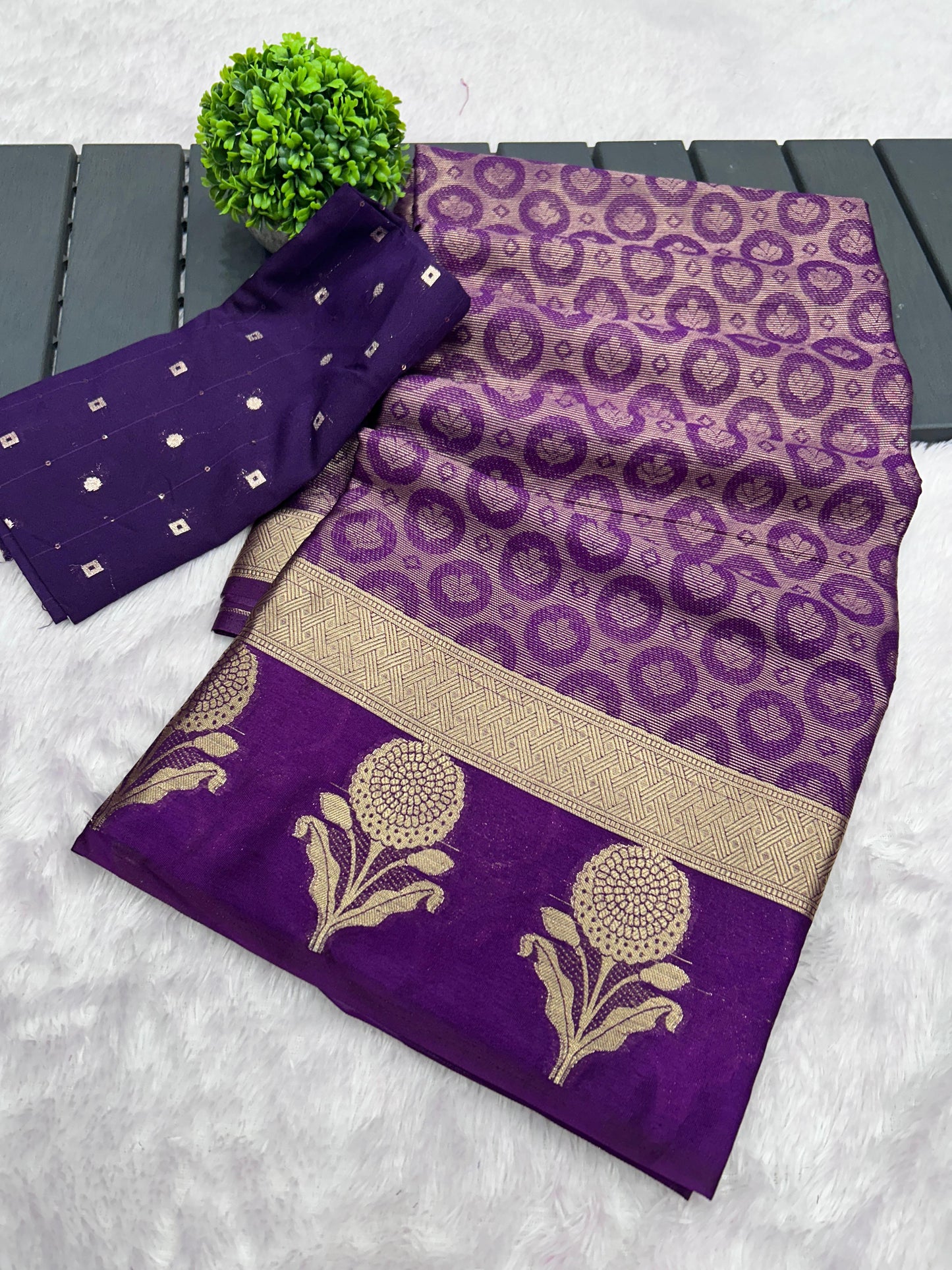 New Arrival – Pure Handloom Crepe Silk Saree with Banarasi Zari & Jacquard Blouse