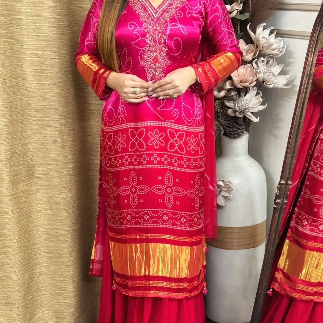 Exclusive Gradient Kurti Palazzo Dupatta Sets