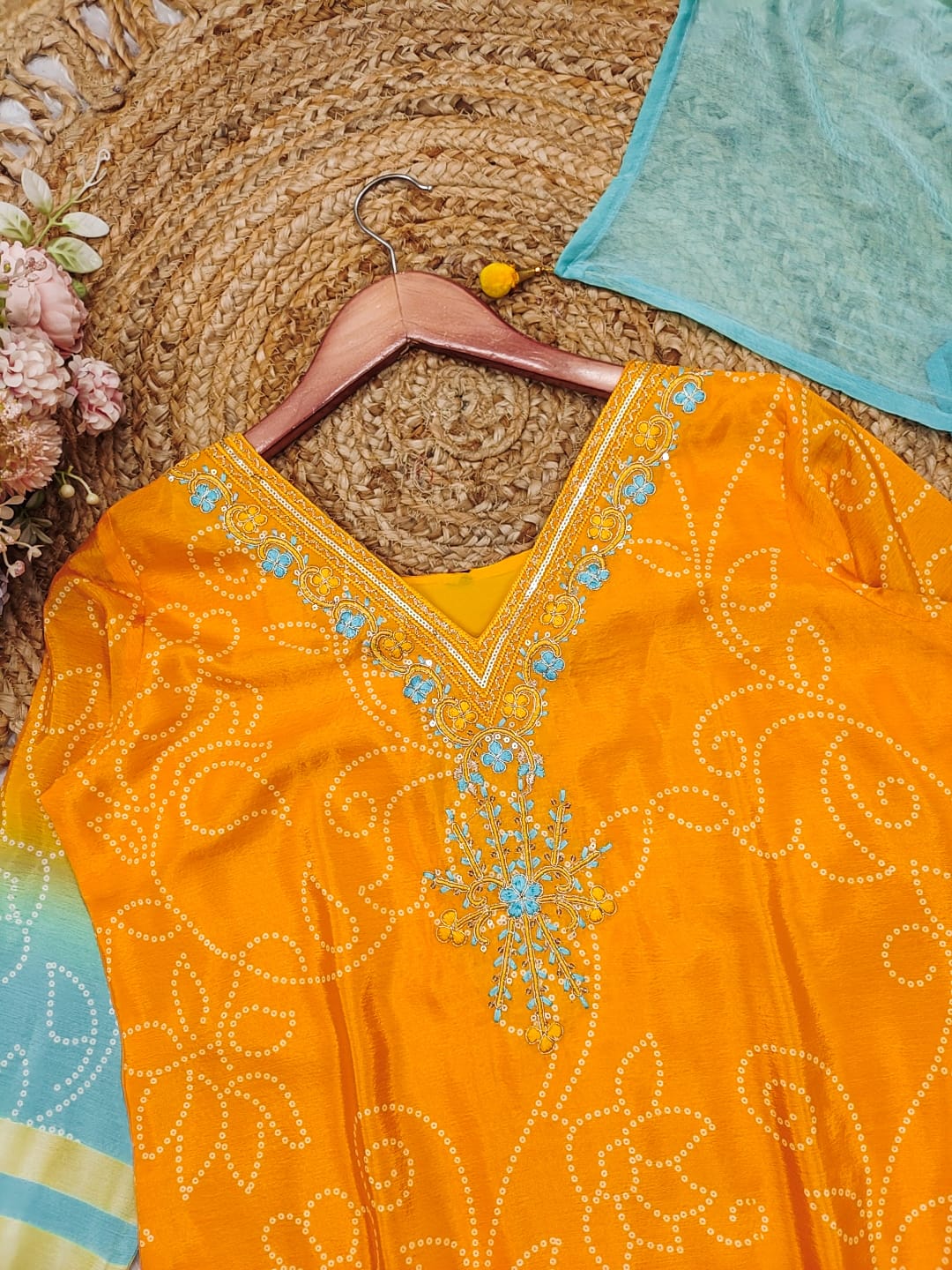 Exclusive Gradient Kurti Palazzo Dupatta Sets