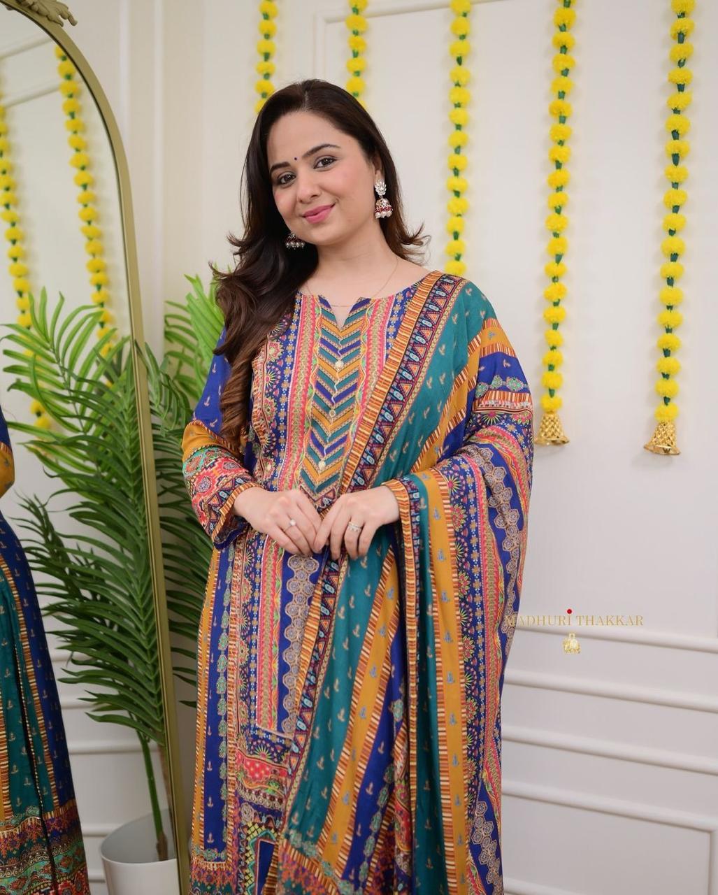 Navratri Special Collection 2025 – Multicoloured 3-Piece Suit Set with Dupatta