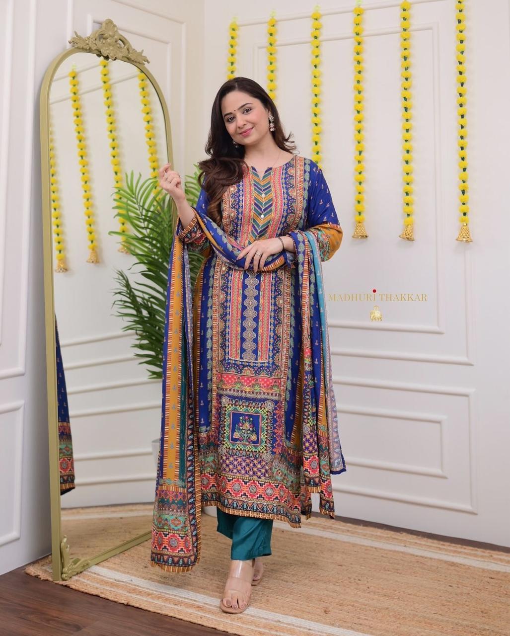 Navratri Special Collection 2025 – Multicoloured 3-Piece Suit Set with Dupatta
