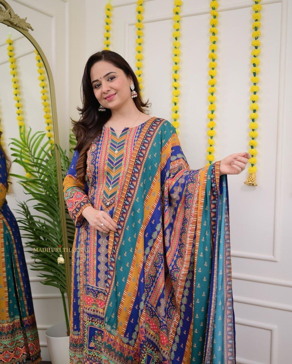 Navratri Special Collection 2025 – Multicoloured 3-Piece Suit Set with Dupatta