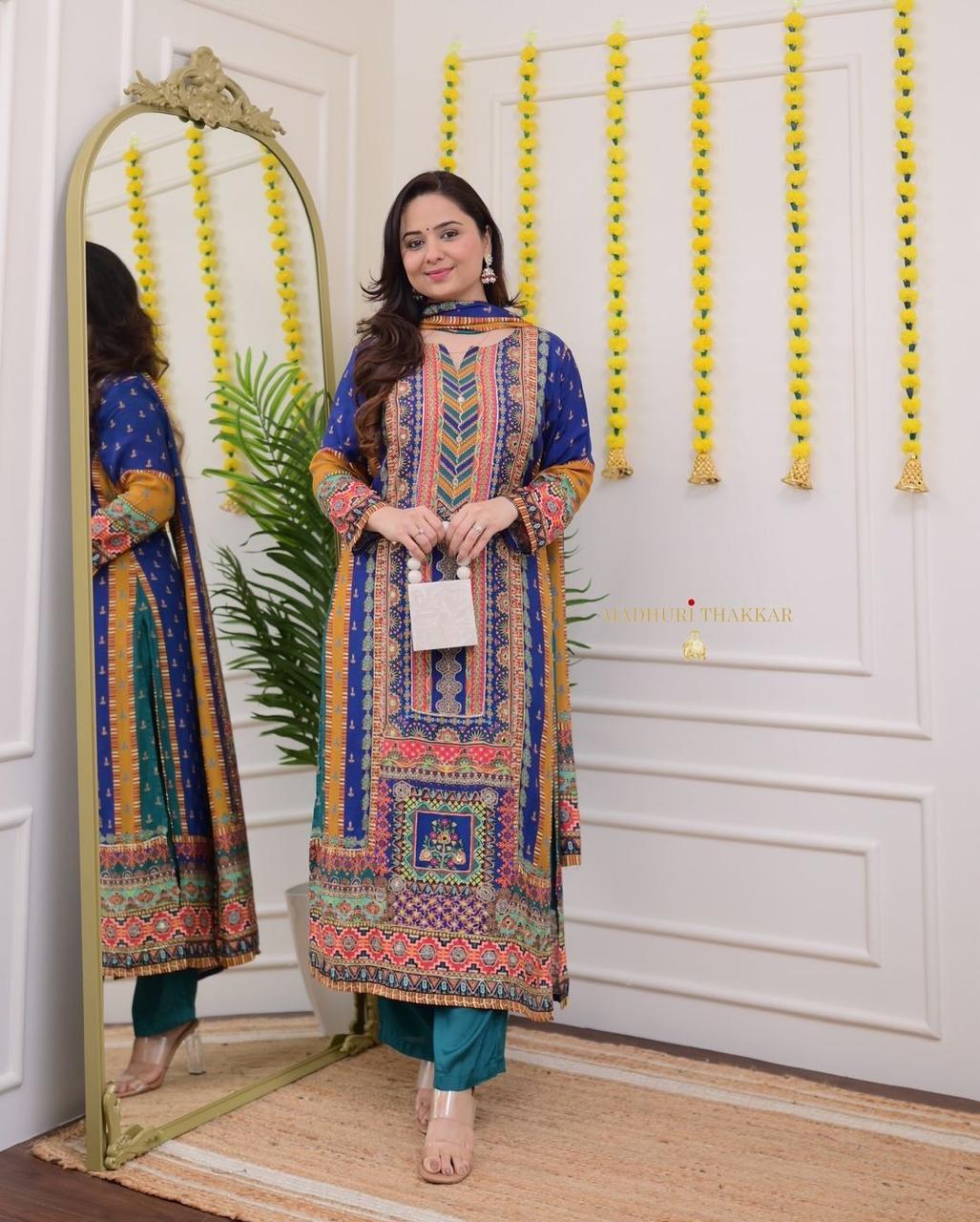 Navratri Special Collection 2025 – Multicoloured 3-Piece Suit Set with Dupatta