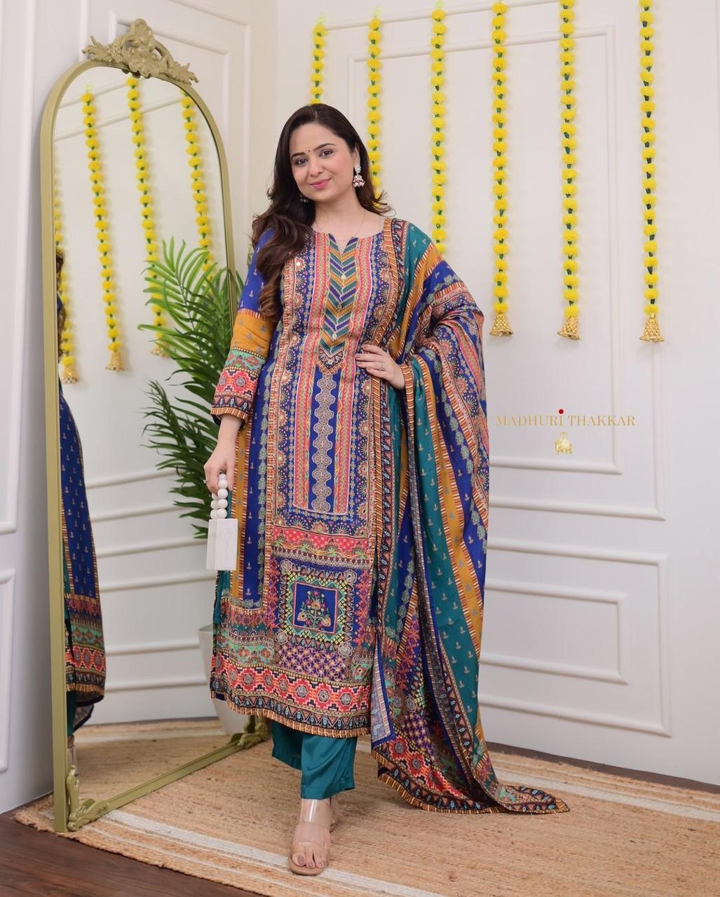 Navratri Special Collection 2025 – Multicoloured 3-Piece Suit Set with Dupatta