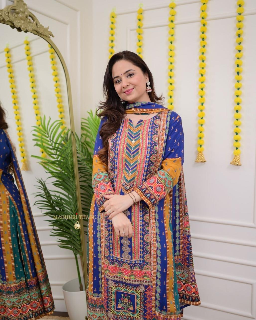 Navratri Special Collection 2025 – Multicoloured 3-Piece Suit Set with Dupatta