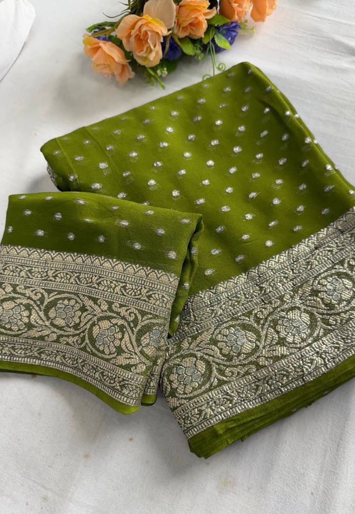 New Arrival – Viscose Georgette Saree with Contrast Blouse